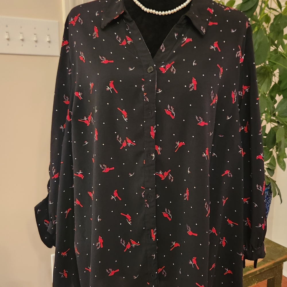 Catherines Black Top with Red Accents